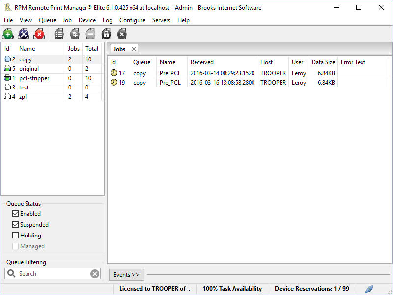 RPM Remote Print Manager Elite 32 Bit screenshot