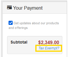 tax exempt on quote pay-link