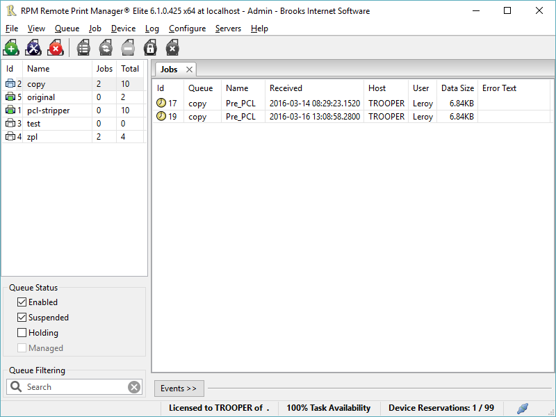 RPM Remote Print Manager is an LPD print server for Windows platforms