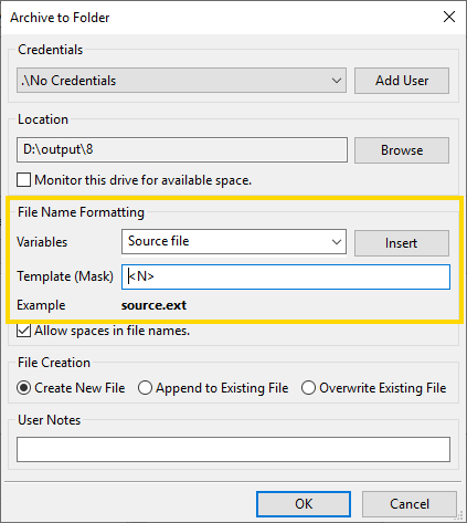 File naming setup