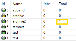 Queue list with job total shown