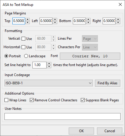 ASA to text markup setup