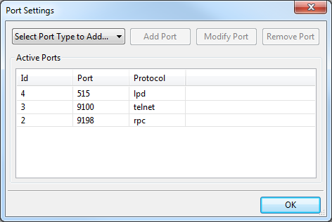 Configure port settings in RPM