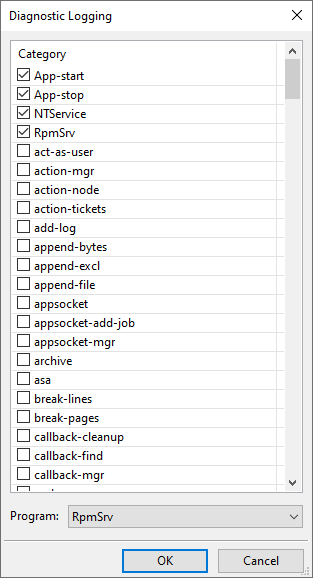 Diagnostic Logging form