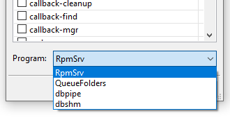 Program List in Diagnostic Logging form