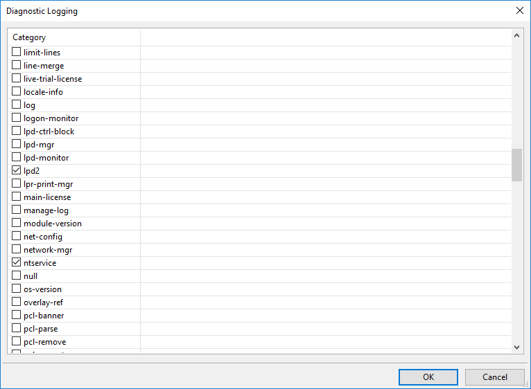 Diagnostic logging for lpd2