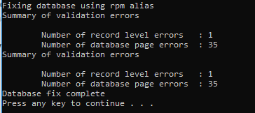 fixdb results