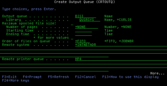 Create Output Queue