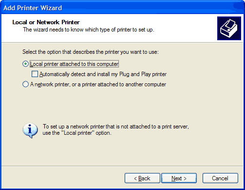 local attached printer