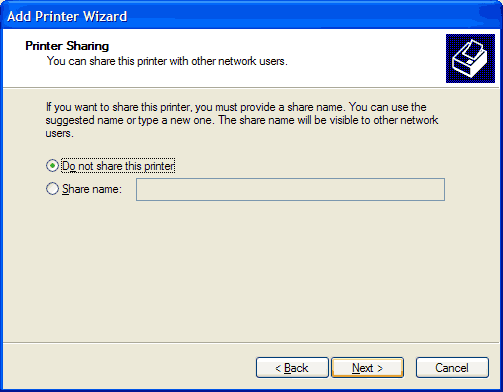 Port wizard printer sharing