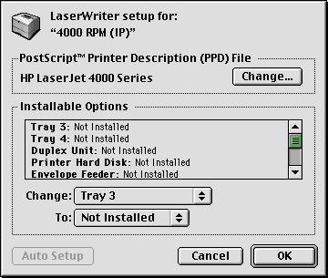 LaserWriter setup