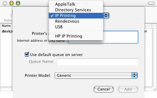 Mac OS IP printing