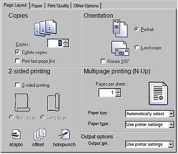 Print driver finishing functions