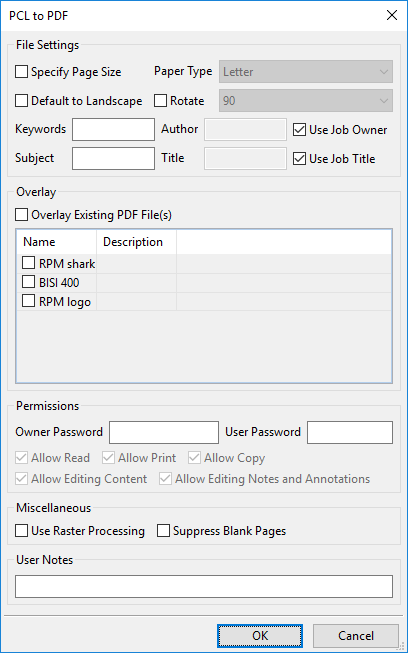 pcl to pdf with watermark support