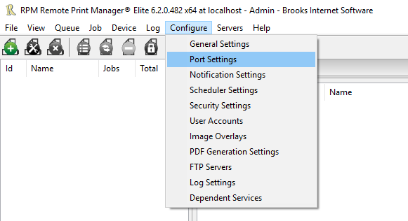 Configure / Port Settings