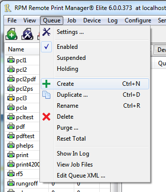 Create a queue in the RPM user interface