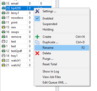 Queue rename