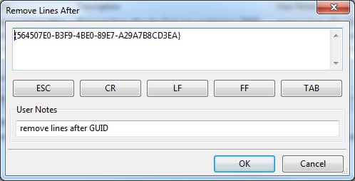 Remove lines after GUID