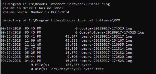 RPM diagnostic logs