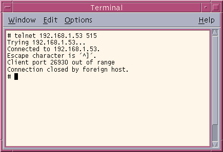 Telnet test from Solaris