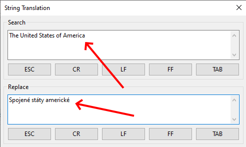 string translation form with Czech sample