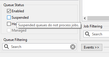 Queue status with suspended text