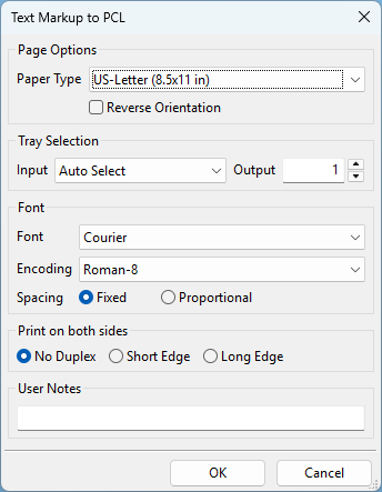 Text Markup to PCL