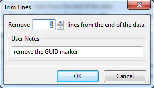 Trim the one line containing the GUID marker