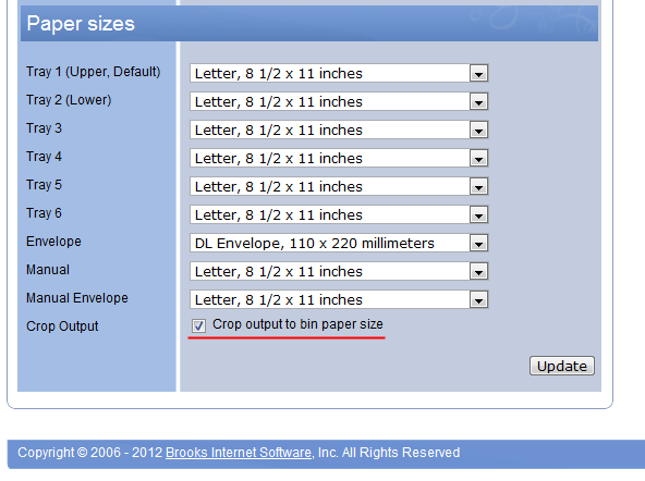 ExcelliPrint paper sizes